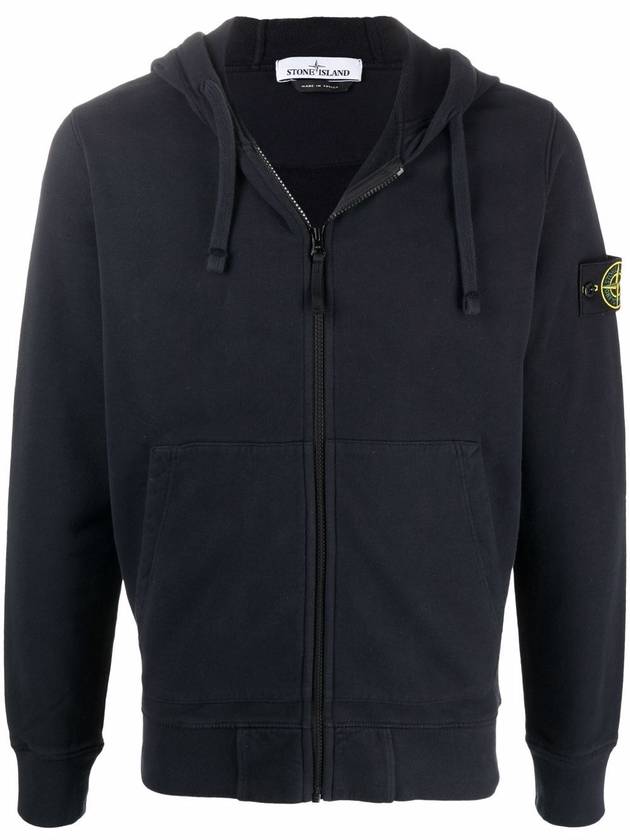 Wappen Patch Cotton Zip Up Hoodie Navy - STONE ISLAND - BALAAN 1