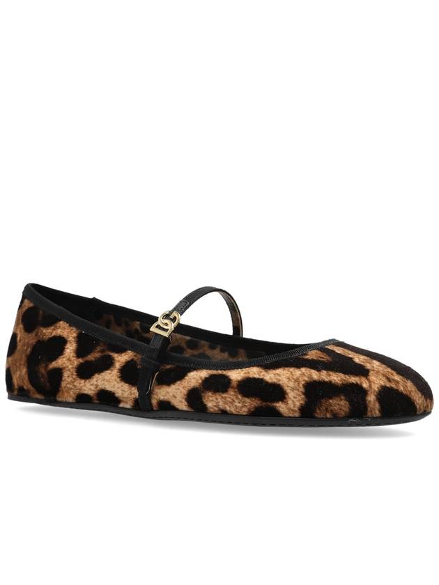 Dolce & Gabbana Velvet Ballerinas With Animal Motif, Women's, Brown - DOLCE&GABBANA - BALAAN 4