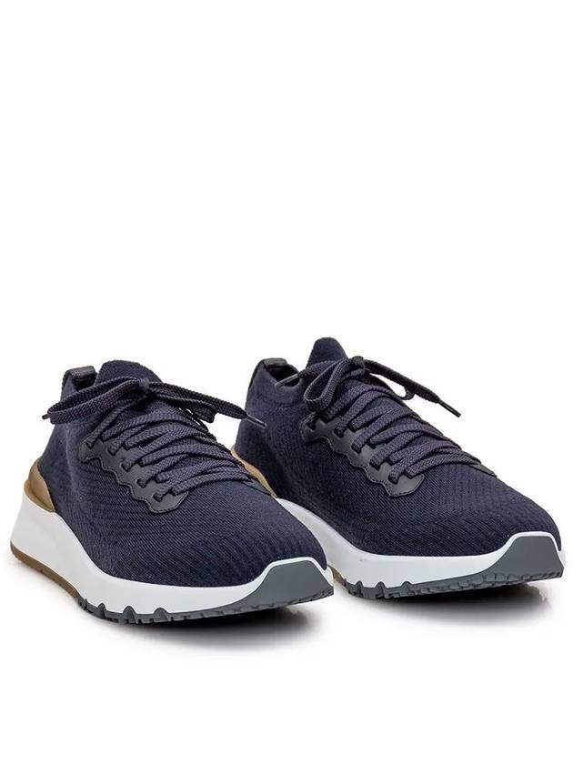 Knit Low Top Sneakers Blue - BRUNELLO CUCINELLI - BALAAN 3