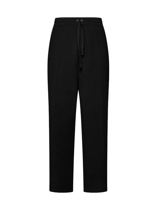 Elastic Waist Viscose Wool Straight Pants Black - AMI - BALAAN 1