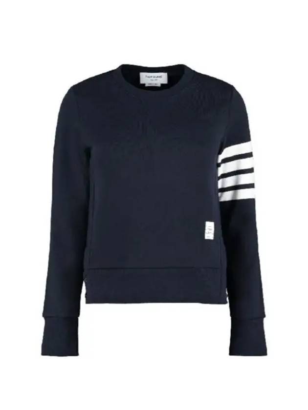 Engineered 4 Bar Stripe Loopback Jersey Knit Crewneck Sweatshirt Navy - THOM BROWNE - BALAAN 3