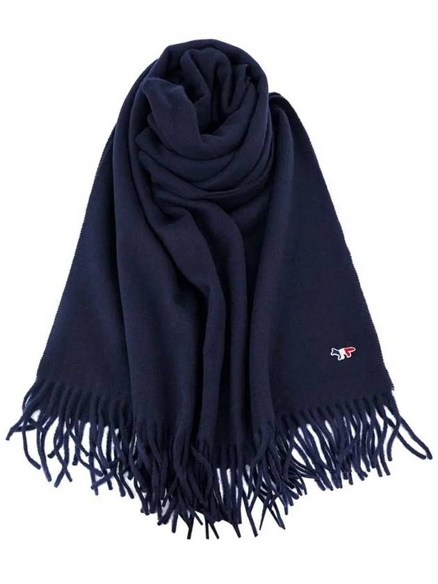 Tricolor Fox Wool Muffler Navy - MAISON KITSUNE - BALAAN 4