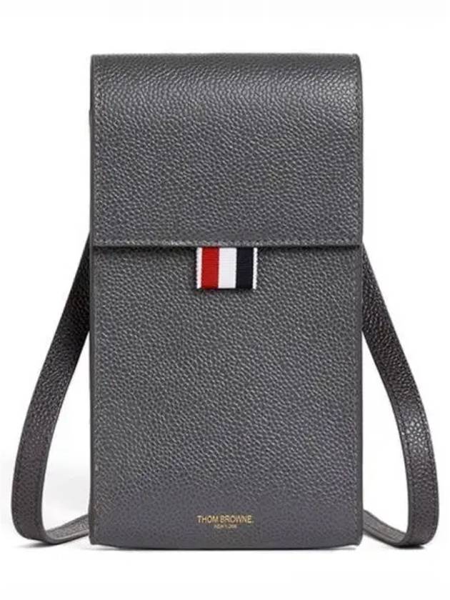 Label Leather Cross Bag Dark Grey - THOM BROWNE - BALAAN 2