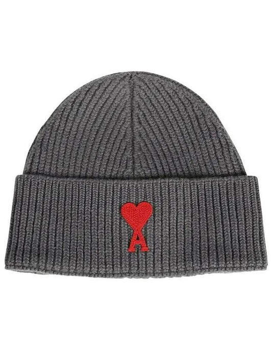 Embroidered Logo Wool Beanie Grey - AMI - BALAAN 2