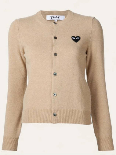 Play Black Heart Knit Cardigan Beige - COMME DES GARCONS - BALAAN 1