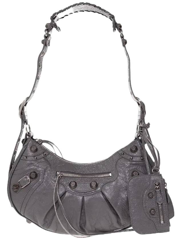 Le Cagole Small Leather Shoulder Bag Grey - BALENCIAGA - BALAAN 1