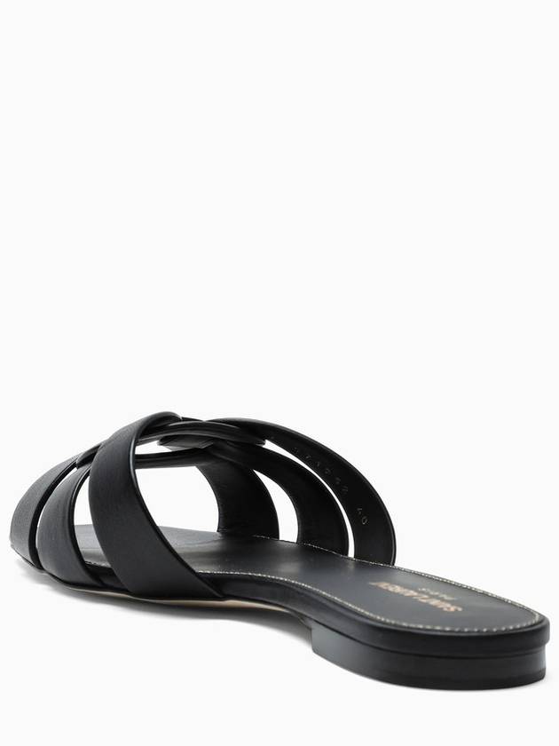 Tribute Smooth Leather Flat Mules Black - SAINT LAURENT - BALAAN 5