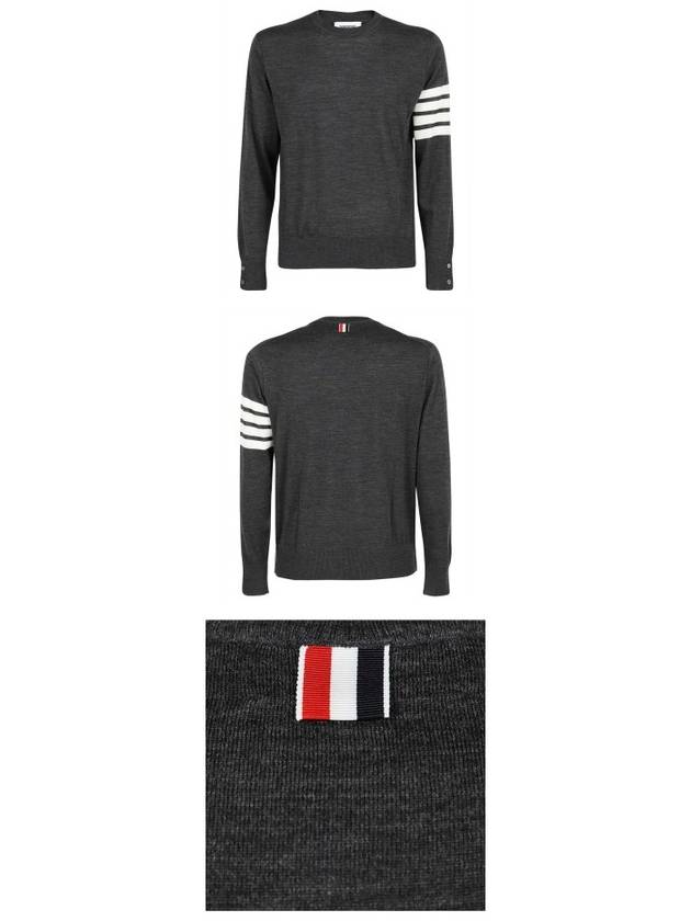 4 Bar Armband Classic Merino Wool Knit Top Dark Grey - THOM BROWNE - BALAAN 6