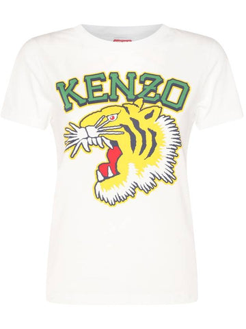 Tiger Short Sleeve T-Shirt White - KENZO - BALAAN 1