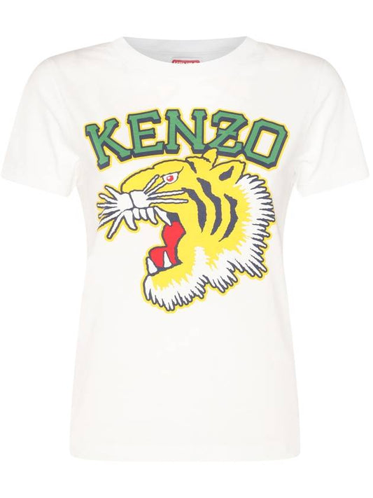 Tiger Short Sleeve T-Shirt White - KENZO - BALAAN 1