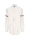 Men's Poplin Grosgrain Armband Classic Long Sleeve Shirt White - THOM BROWNE - BALAAN 2