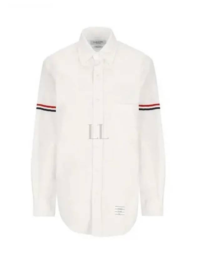 Men's Poplin Grosgrain Armband Classic Long Sleeve Shirt White - THOM BROWNE - BALAAN 2