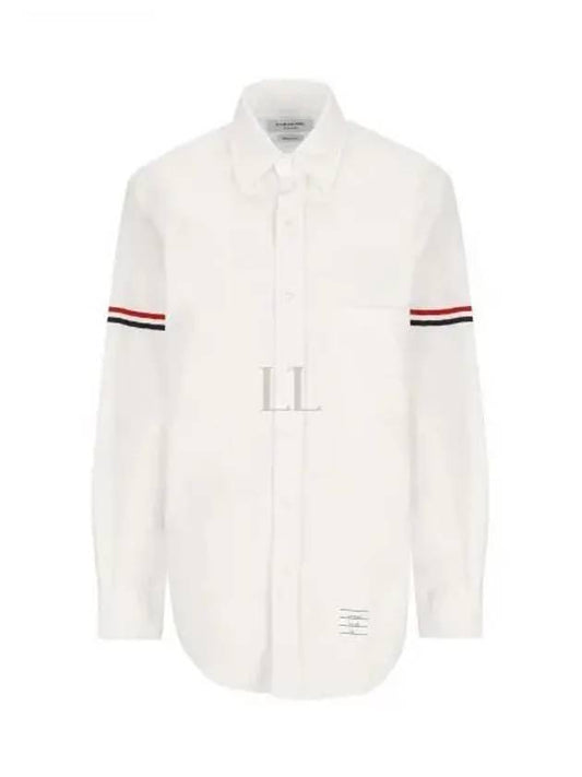 Men's Poplin Grosgrain Armband Classic Long Sleeve Shirt White - THOM BROWNE - BALAAN 2