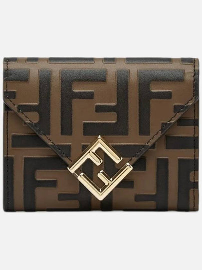 FF Diamond Leather Half Half Wallet Brown - FENDI - BALAAN 2