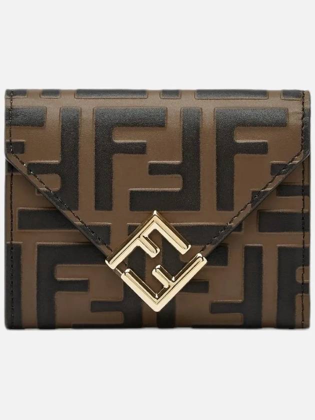 FF Diamond Leather Half Half Wallet Brown - FENDI - BALAAN 2