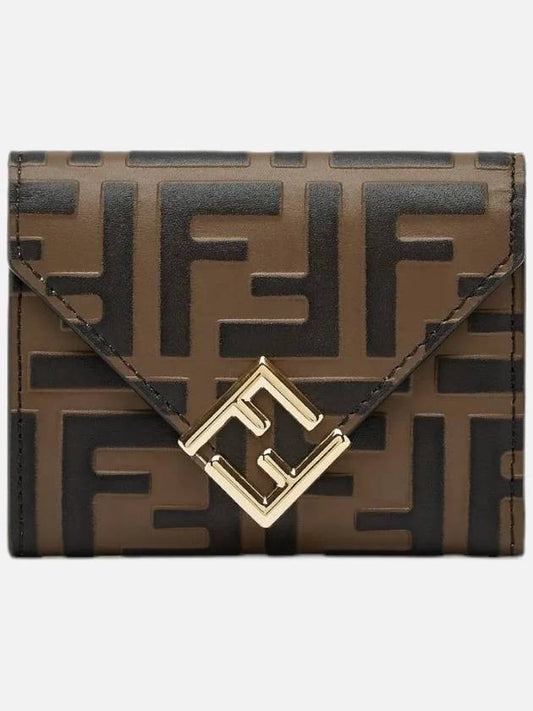 FF Diamond Leather Half Half Wallet Brown - FENDI - BALAAN 2