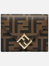 FF Diamond Leather Half Half Wallet Brown - FENDI - BALAAN 3