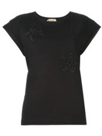 Embroidered Short Sleeve T-Shirt Black - Nº 21 - BALAAN 1