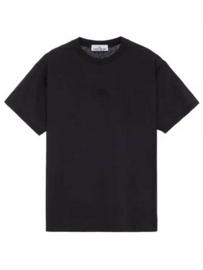 Fissato Effect Compass Embroidery Logo Short Sleeve T-shirt Black - STONE ISLAND - BALAAN 2