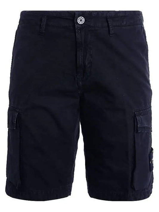 Men's Wappen Cotton Bermuda Cargo Shorts Navy - STONE ISLAND - BALAAN 1