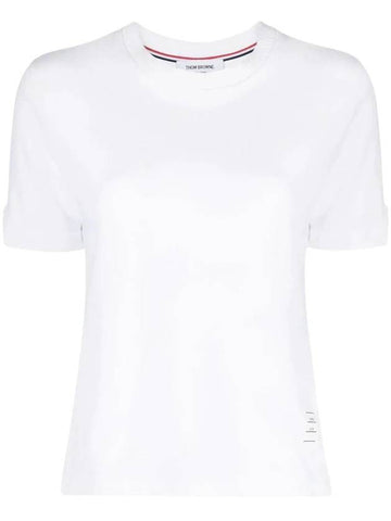 Women's Sequin Embellished Cotton Short Sleeve T-Shirt White - THOM BROWNE - BALAAN 1