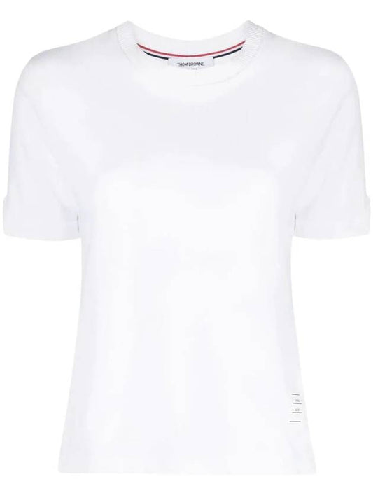 Women's Sequin Embellished Cotton Short Sleeve T-Shirt White - THOM BROWNE - BALAAN 1