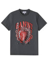 Strawberry Short Sleeve T-Shirt Ash Grey - GANNI - BALAAN 3