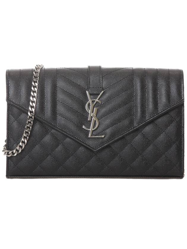 Matelasse Monogram Chain Cross Bag Black - SAINT LAURENT - BALAAN 2