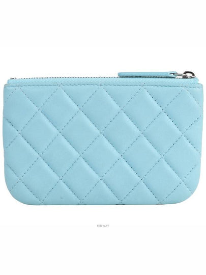 Classic mini pouch light blue silver lambskin 72475 - CHANEL - BALAAN 2