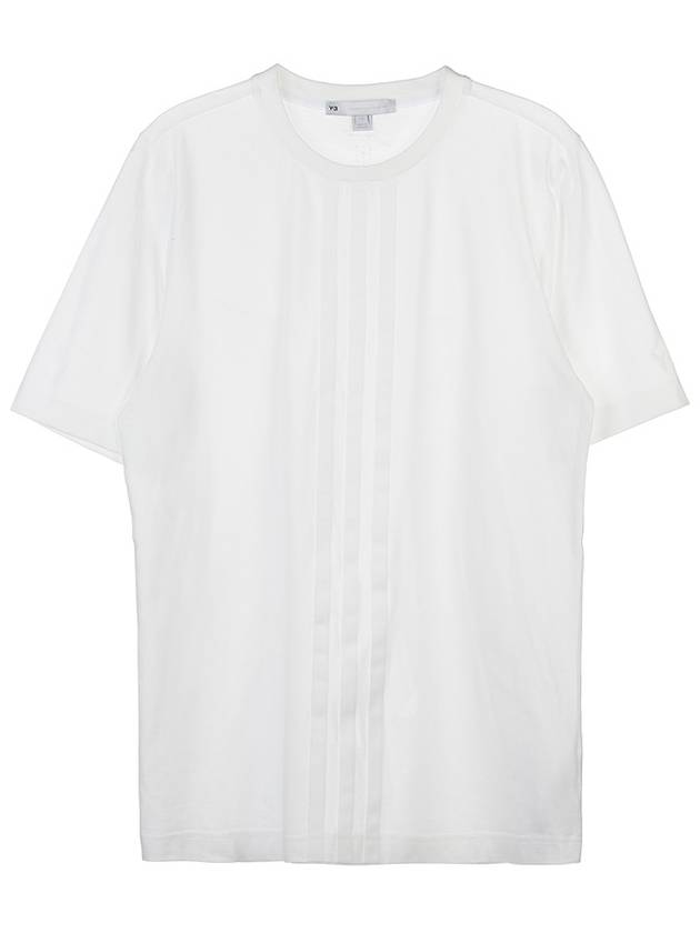 Center Front Stripes Short Sleeve T-Shirt White - Y-3 - BALAAN 11