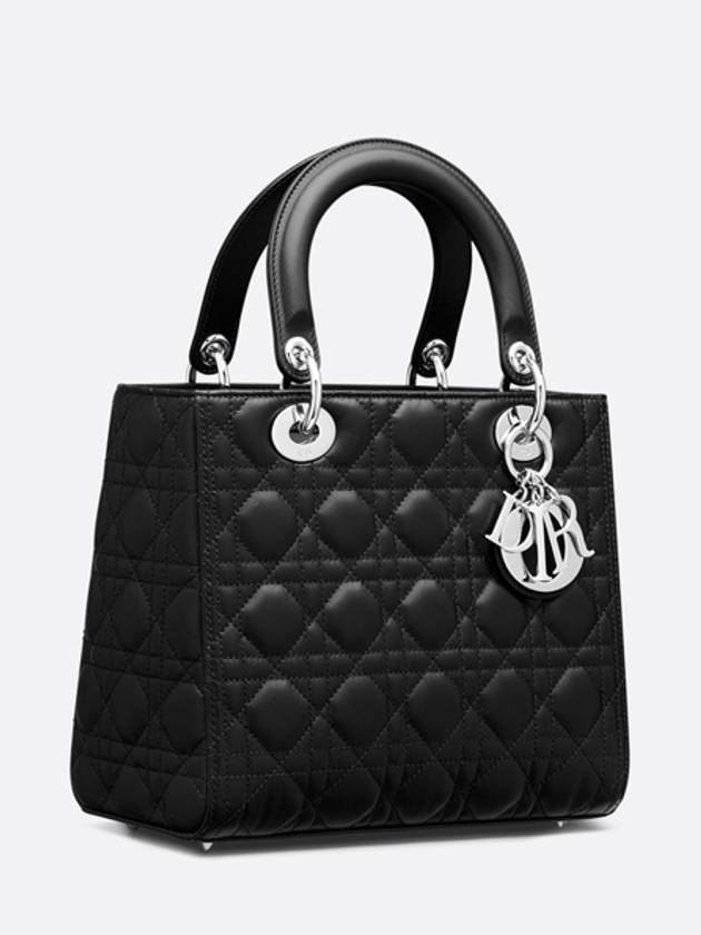 Cannage Lambskin Medium Lady Tote Bag Black - DIOR - BALAAN 4