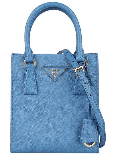 Triangular Logo Saffiano Leather Tote Bag Blue - PRADA - BALAAN 2