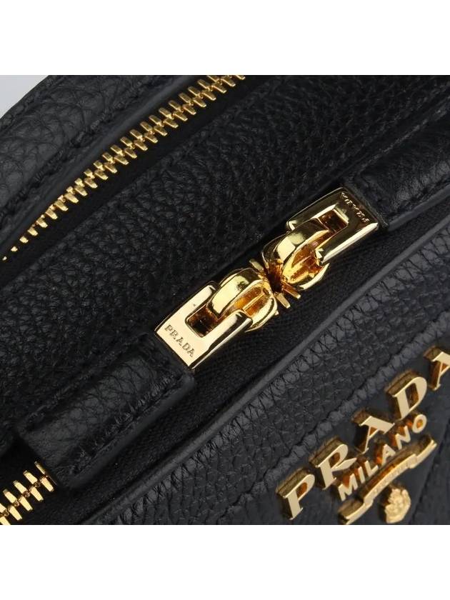 Logo Odette Leather Mini Shoulder Bag Black - PRADA - BALAAN 3