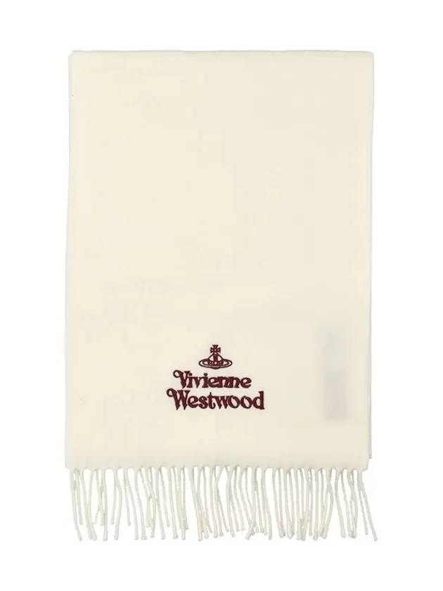 Logo Wool Fringe Muffler White - VIVIENNE WESTWOOD - BALAAN 2