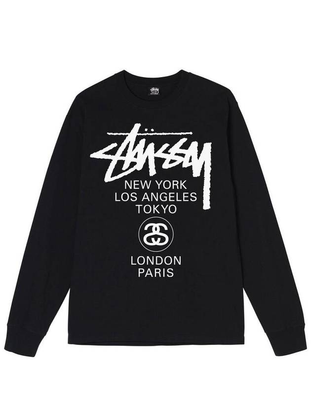 World Tour Long Sleeve T-Shirt Black - STUSSY - BALAAN 2