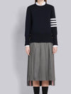 4-Bar Milano Stitch Crew Neck Knit Top Navy - THOM BROWNE - BALAAN 9