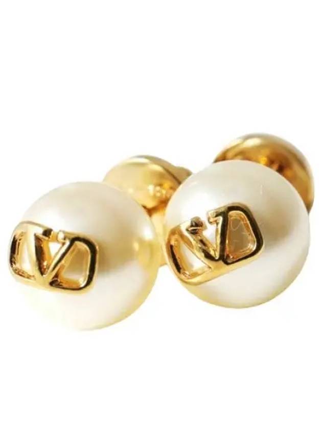 5W0J0E35 UXM 0O3 5W2J0E35 V logo pearl earrings - VALENTINO - BALAAN 1