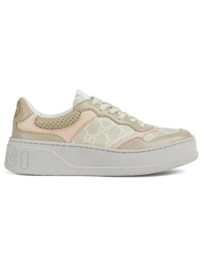 GG Supreme Embossed Logo Low Top Sneakers Oatmeal Pink - GUCCI - BALAAN 2