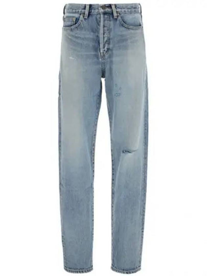 Women's Destroyed Washing Denim Jeans Light Blue - SAINT LAURENT - BALAAN 2