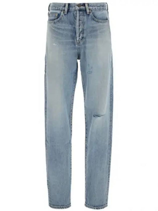 Women's Destroyed Washing Denim Jeans Light Blue - SAINT LAURENT - BALAAN 2