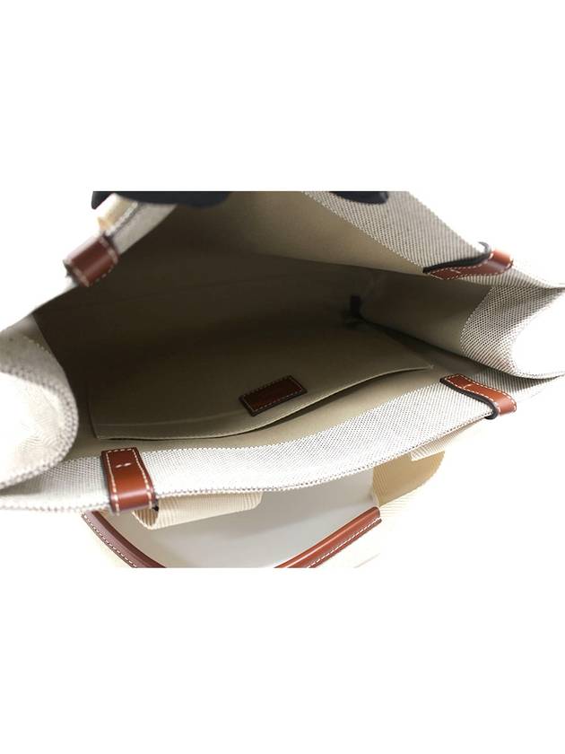 Woody Medium Canvas Calfskin Tote Bag White Brown - CHLOE - BALAAN 5