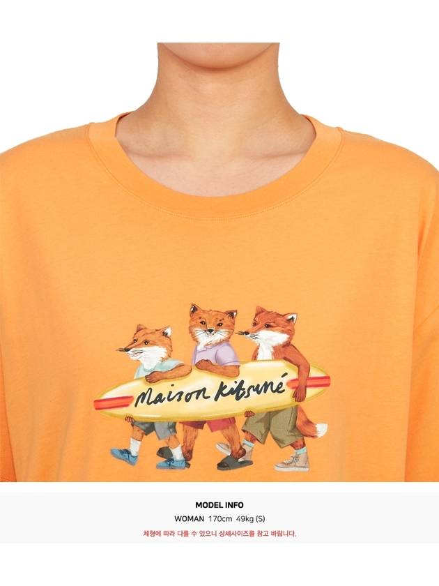 Surfing Foxes Short Sleeve T-shirt Orange - MAISON KITSUNE - BALAAN 6