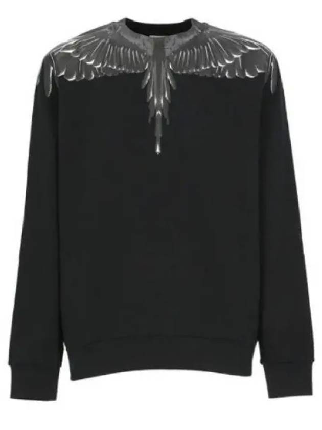 Icon Wing Print Crew Neck Sweatshirt Black White - MARCELO BURLON - BALAAN 2