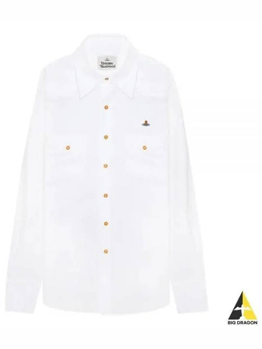 ORB Logo Cotton Long Sleeve Shirt White - VIVIENNE WESTWOOD - BALAAN 2