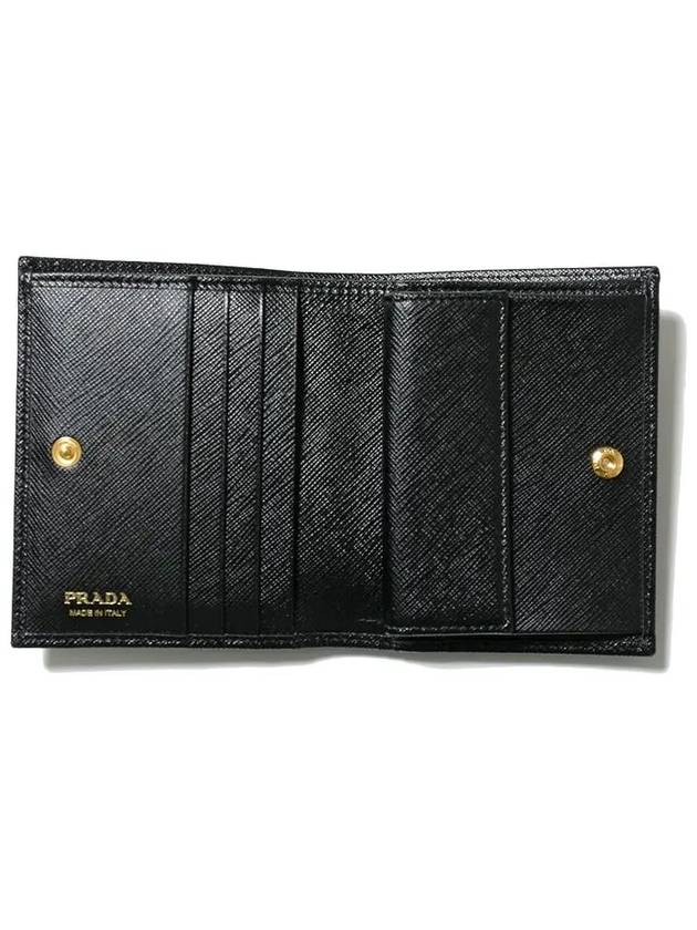 Gold Hardware Triangle Logo Saffiano Half Wallet Black - PRADA - BALAAN 4