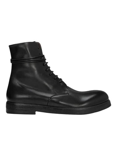 Zucca Wedge Ankle Boot Leather Walker Boots Black - MARSELL - BALAAN 1