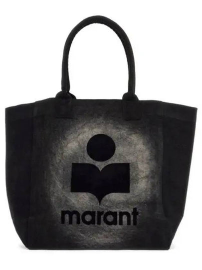 Women's Yenky Flocked Logo Tote Bag Black - ISABEL MARANT - BALAAN 2