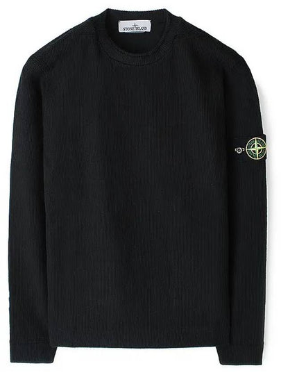 Men's Wappen Patch Crewneck Knit Sweatshirt Black - STONE ISLAND - BALAAN 2