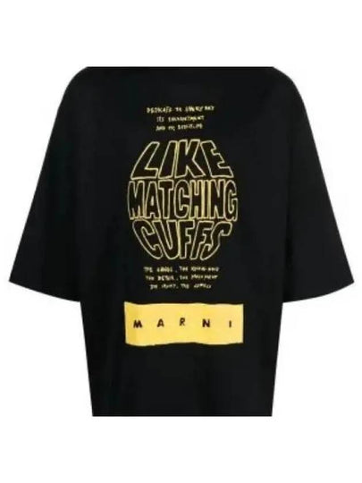 Slogan Print Short Sleeve T-Shirt Black - MARNI - BALAAN 2