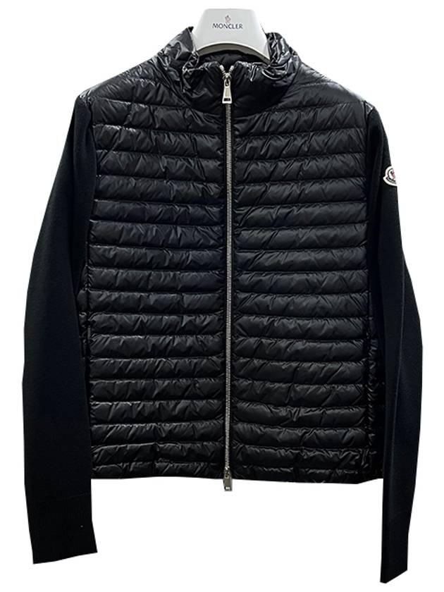 Padded Wool Cardigan Black - MONCLER - BALAAN 3